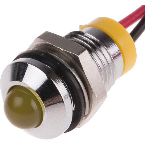 Voyant LED lumineux Jaune RS PRO, dia. 8mm, 2V c.c., IP67 ( Prix pour 1 ) (1/2)