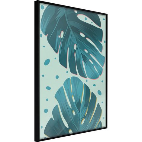 Affiche Murale Encadrée "Pastel Monstera Leaves" 40 x 60 cm Noir