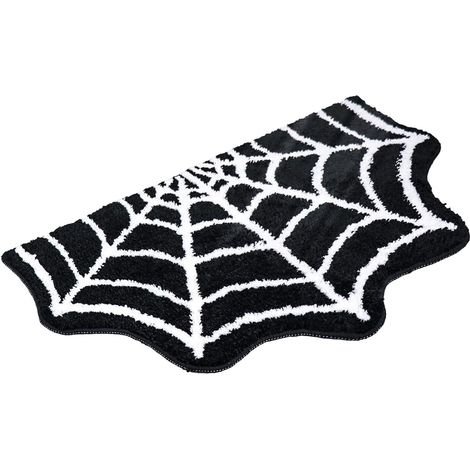 Tapis d'Halloween 40 60 cm antidérapant, motif toile d'araignée gothique, lavable, décorations d'Halloween (1/5)