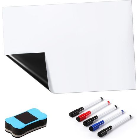 Blendura A3 Magnet-Whiteboard, trocken abwischbare magnetische Kühlschranktafel mit 5 Markern und Schwamm für Wochenplaner, Küchenlisten und magnetische Memotafeln (1/5)