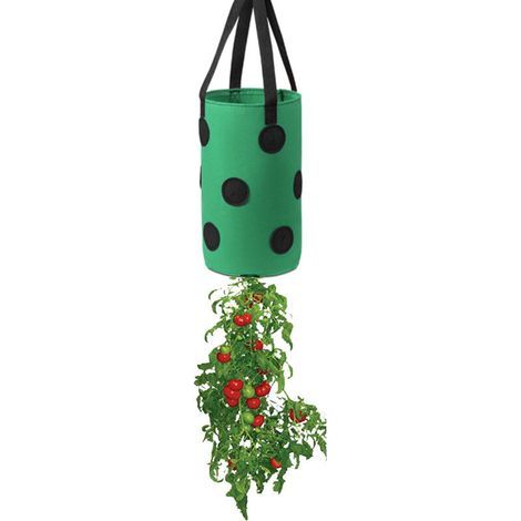 (3 gallons 20x35cm (13 trous) tache noire verte) 1 paquet de sacs de culture de fraises, sacs de culture suspendus avec poignées, jardinières de fraises de jardin d'herbes (1/4)