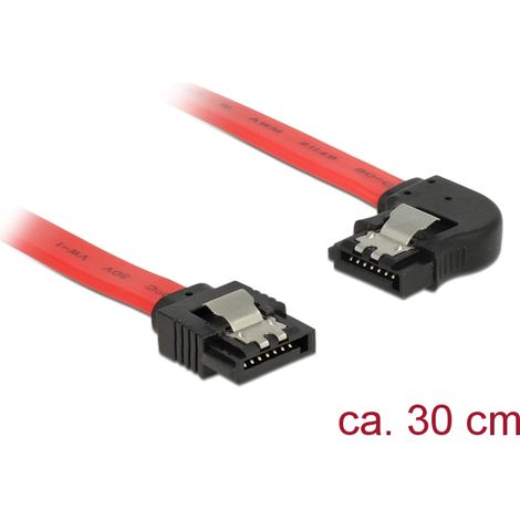 Delock cable sata 6 gb/s macho recto  sata macho acodado a la izquierda de 30 cm rojo metÃ¡lico