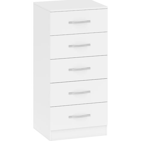 Schmale Kommode mit 5 Schubladen aus Spanplatte weiß 40 x 35 x 85 cm MODENUIT (1/5)