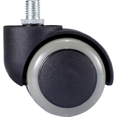 Jeu de 4 roulettes pivotantes en plastique de 50 mm pour meubles, sans freins. Fixation par vis M10. (1/5)
