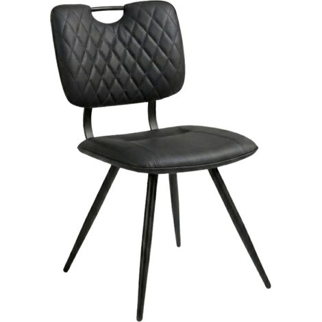 Chaise KAREL Noir en simili cuir style bistrot pour intérieur