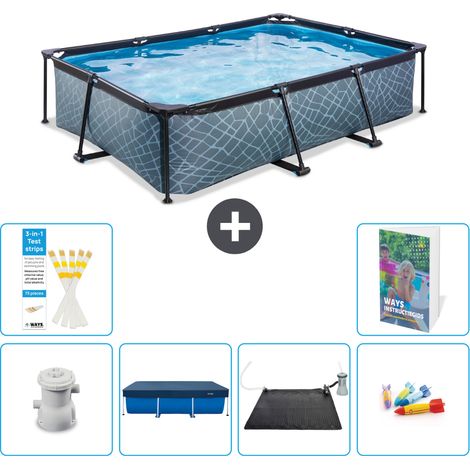 Exit-toys Piscina Exit Rectangular - Efecto piedra - 300x200x65 cm - 7-piezas  S211
