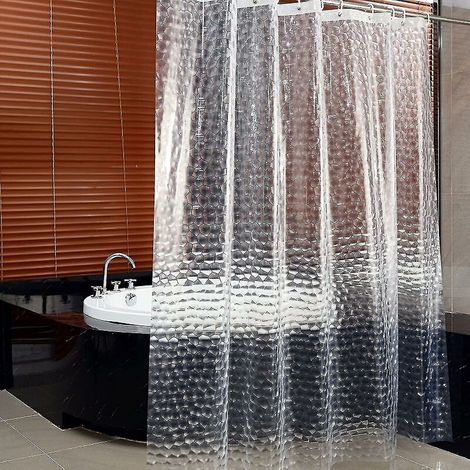 1pc Rideau de douche transparent, rideau de douche antibactérien en Peva 3d avec 12 boucles à crochets, sans PVC (180x180cm)