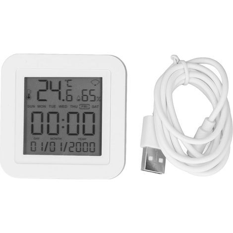 Intelligenter Temperatur- und Feuchtigkeitssensor, USB-betrieben, 0 °C bis 60 °C, 0 % rF bis 99 % rF, digitales Hygrometer mit hintergrundbeleuchtetem LCD-Display für den Heimgebrauch (1/5)