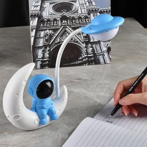 (Bleue) Lampe de bureau LED créative Lune Astronaute Veilleuse Lampe de lecture Mini lampe de bureau rechargeable (1/5)