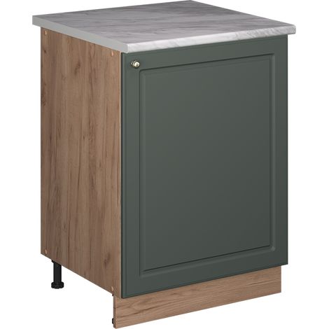 Mobiletto base cucina Fame-Line, Verde-oro rustico/Rovere dorato, 60 cm 1 anta con piano di lavoro, Vicco (1/5)