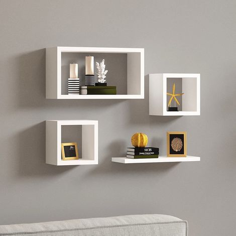 Estantería Lisignago, 4 Baldas, Modular, set de 4 Estantes, 24x15x44h cm Blanco (1/4)
