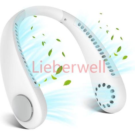 Ventilateur de cou sans lame , LA RURALE , Blanc , Flux d'air à 360° , 3 vitesses , Rechargeable USB , Batterie 2600 mAh (1/5)
