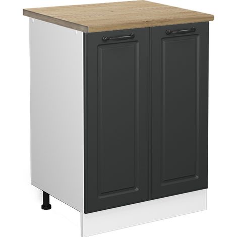 Küchenunterschrank R-Line, Anthrazit Landhaus, 60 cm , AP Eiche, Vicco