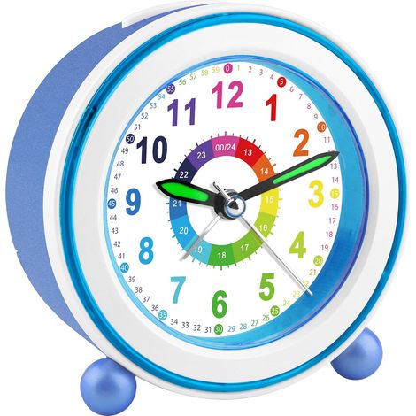 Réveil Analogique sans Tic-Tac avec Veilleuse, Horloge de Chevet avec Snooze, Réveil Éducatif à Piles pour Garçons et Filles (1/5)