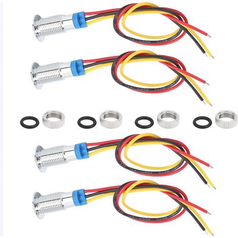 4 Kits de LEDs Rondes 2 Couleurs Rouge Jaune 36V, Étanches IP67, Montage Facile avec Câblage Pré-installé pour Projets Électroniques (1/5)