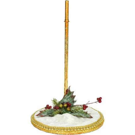 Base per Albero di Natale in metallo color oro con vischio da 32 cm