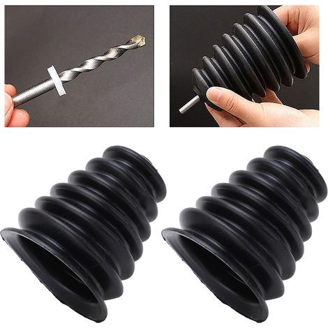 2PCS Couvre-Poussière Flexible pour Perceuse à Percussion, Collecteur de Poussière Antidérapant Noir (1/5)