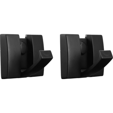 Lot de 2 patères pliables en aluminium noir fixation murale (1/5)