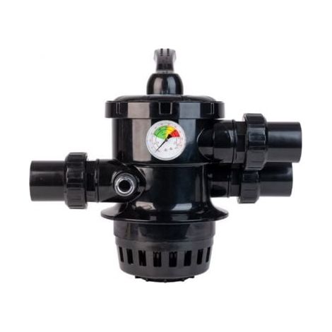 Steiner – Vanne piscine 1,5" Top 6 voies – Manomètre et témoin de turbidité – 3 raccords 1,5" Ø50mm – Positions hiver, filtration, lavage, rinçage, circulation (1/5)