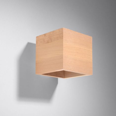 Lampada da parete Quad legno naturale 10x10x12cm Sollux (1/2)
