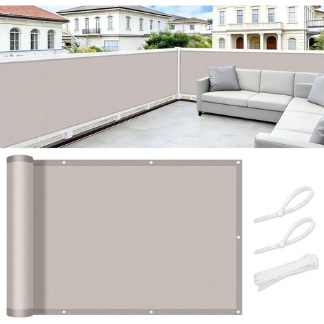 Balcony Privacy Screen 100 x 300 cm Waterproof, Opaque UV Resistant for Outdoors, Terraces, Garden and Cable Greenhouse, Taupe (1/5)