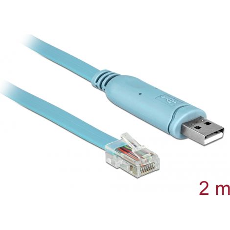 Delock Adaptador USB 2.0 Tipo-A macho  1 x Serial RS-232 RJ45 macho 2,0 m azul