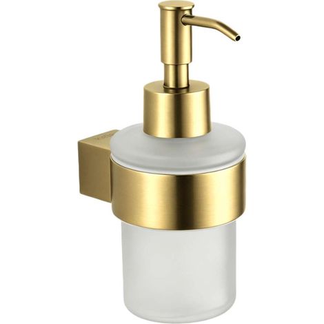 kielle Vega - Dispensador de jabón con soporte, vidrio esmerilado/oro cepillado 40118036 (1/4)