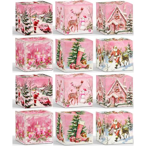 12 pièces Boîtes cadeaux Noël Boîte à biscuits Calendrier de l'Avent à remplir Calendrier de Noël Calendrier de l'Avent de Noël pour boulangerie Chocolat Boîte à pralines Emballage (1/5)