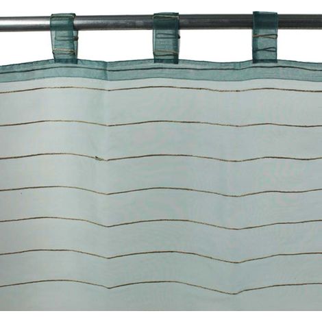 SHAM - Voilage effet soie à pattes bleu ciel 110x250 (1/3)