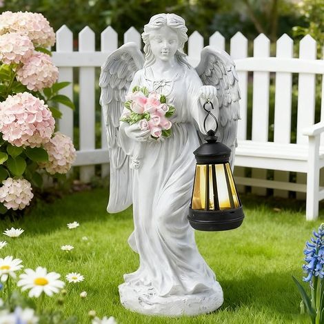 Lumières Solaires Anges,Statues Solaires de Jardin,Décoration de Jardin,Statue du Jardin des Anges,Sculpture d'ange,Sculptures d'ange pour Pelouse (1/5)