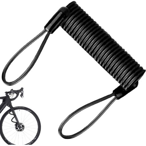 1 Câble à ressort, acier et PVC, rétractable, avec anneaux, pour moto et bagages