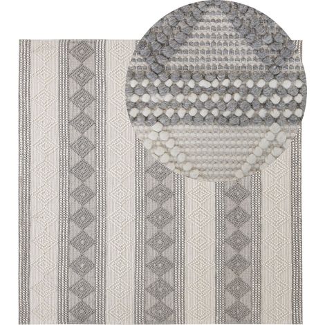 Teppich BOZOVA Hellbeige 200 x 200 cm Wolle