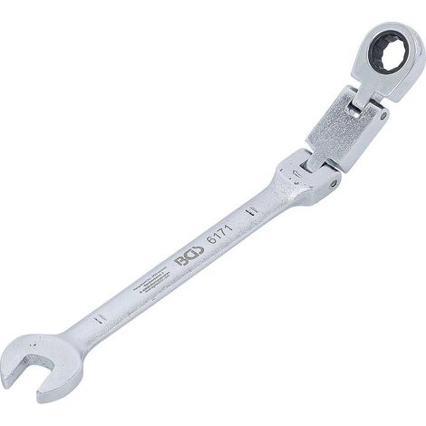 Clé Mixte à Cliquet Pliable 11 mm - Double Articulation - Précision et Maniabilité - Acier, Zones Difficiles - D-Work