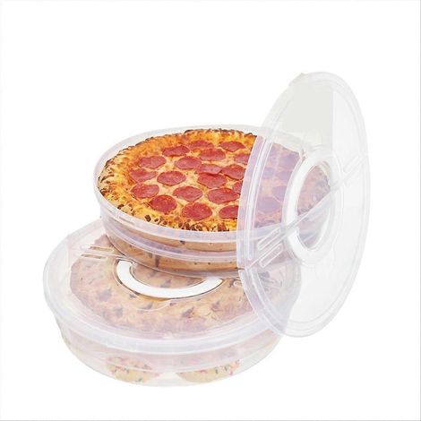 30 cm große Kuchenbox mit Deckel und Trennwand, 2er-Set wiederverwendbare Pizza-Aufbewahrungsboxen, erweiterbare Kuchenbox mit Griff (1/5)