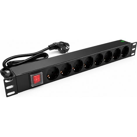 Regleta de enchufes rack 19 de 8 schuko con interruptor 2 M Negro (1/5)