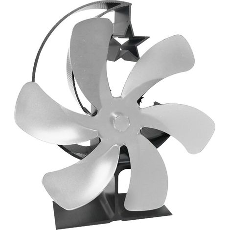 Ventilateur de poêle à 6 pales pour cheminée, alimenté par la chaleur, à circulation d'air rapide, motif demi-lune, thermoélectrique, argenté (1/5)
