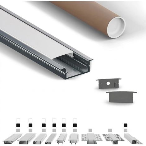 LED-Einbauprofil EB 2 m Silber für LED-Streifen bis 18 mm inkl. milchiger Abdeckung (1/5)