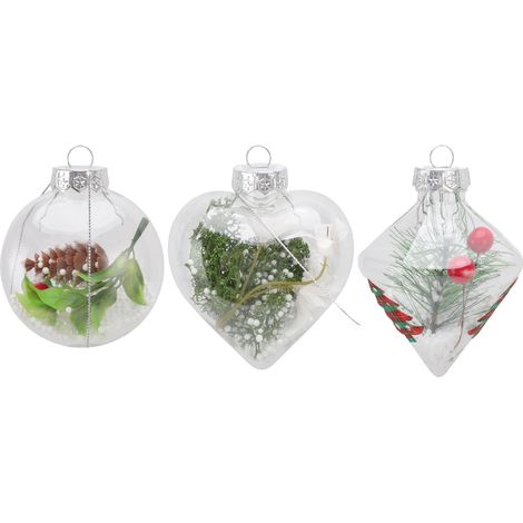 Lot de 12 boules de Noël transparentes, incassables et écologiques, moulées par soufflage en PET, pour décoration de fête 6167