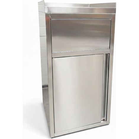 Poubelle snack en inox avec bac plastique (560 x 530 x 1230 mm) / GOLDINOX (1/4)