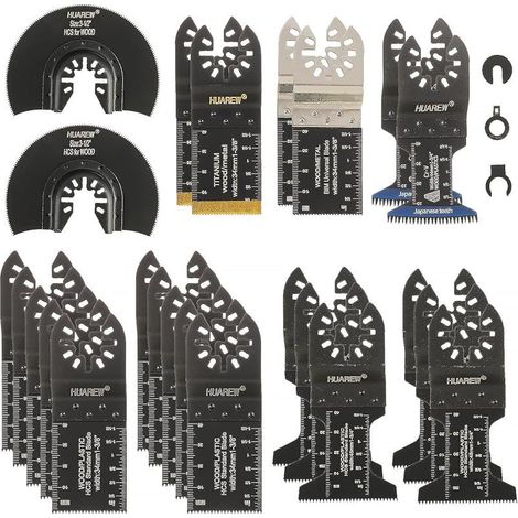 27-teiliges Multifunktions-Sägeblattset, universelles Sägeblattzubehör für Kunststoff, Holz und Metall, kompatibel mit Fein Multimaster, Makita, Ryobi, Milwaukee, Dremel und mehr. (1/5)