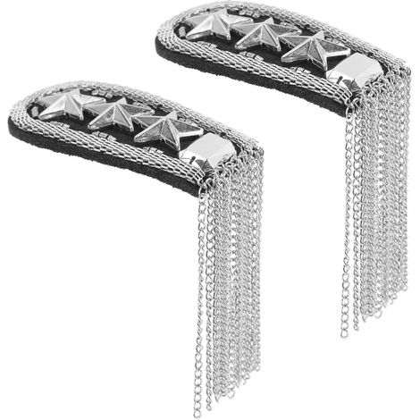 Épaulettes à Glands Argentées pour Décoration D'épaule en Alliage 2pcs Accessoires de Costume Chic et Punk lors de Fêtes et Spectacles (1/5)