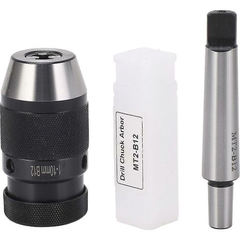 Bohrfutter 1 bis 10 mm B12, selbstspannend, schlüssellos, mit MT2-zu-B12-Aufnahme