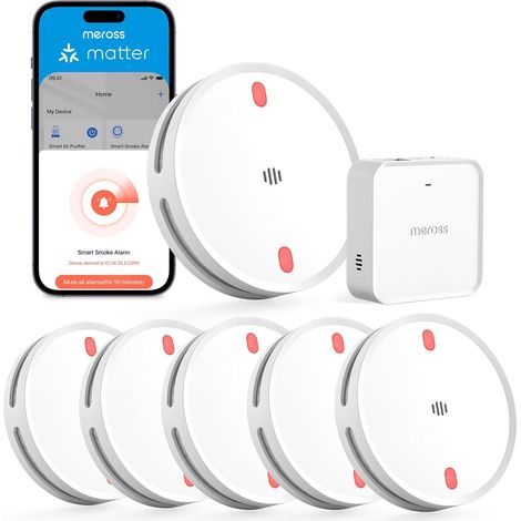Matter Détecteur de fumée connecté avec Hub MSH450 système Alarme Incendie Intelligent WiFi (1/5)