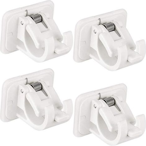 4 pièces supports de support de tige réglables sans clous pour tringle à rideaux suspendue au mur, crochets auto-adhésifs sup 244 (1/4)