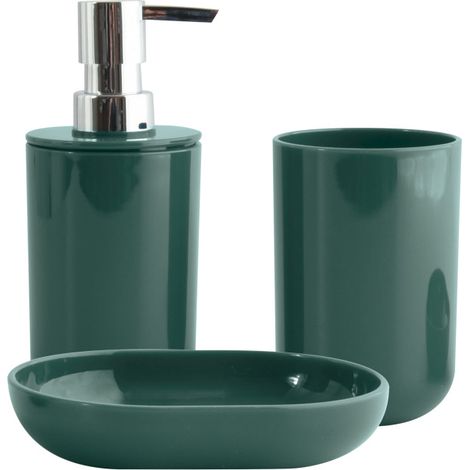 Accesorios de Baño Set de 3 Verde INAGUA Oscuro MSV