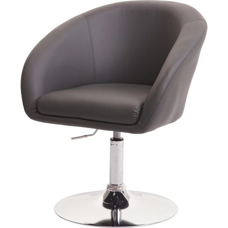 Chaise de salle à manger HWC-F19, chaise de salon pivotante, réglable en hauteur en similicuir gris (1/5)