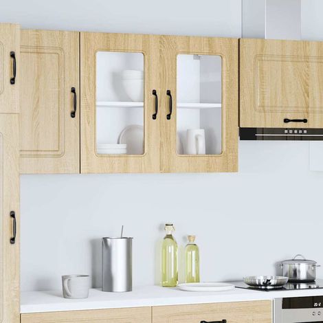 vidaXL Kitchen Wall Cabinet with Glass Door "Kalmar" Sonoma Oak (1/5)
