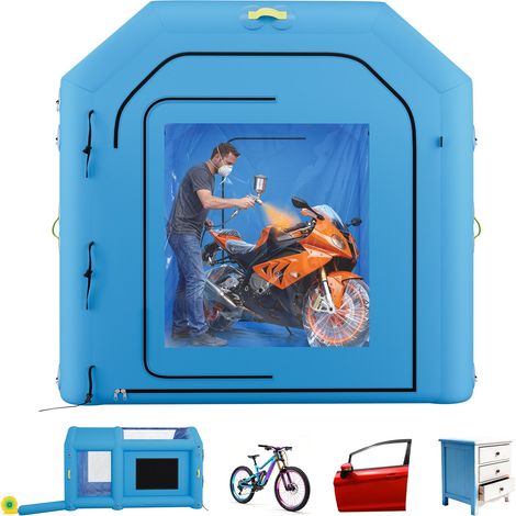 Cabine de Peinture Gonflable 4x2,5x2,5 m avec Souffleur de 750 W Bleu, Tente de Pulvérisation Portable avec Grand Filtre en Coton, Idéale pour Vélos, Motos et Petits Meubles (1/5)