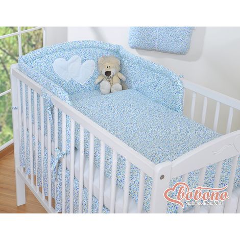 Set di biancheria da letto a 3 pezzi 120x90 - Cuori di prato blu (1/2)
