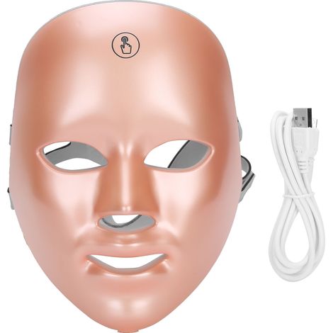 Masque lumineux LED sept couleurs pour la photothérapie, lumière rouge et bleue pour l'élimination des cicatrices d'acné et la détoxification, appareil de photothérapie pour salon de beauté, rechargea (1/5)